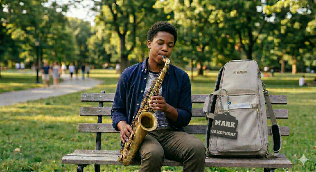 Saxophone Bag Tag in Park